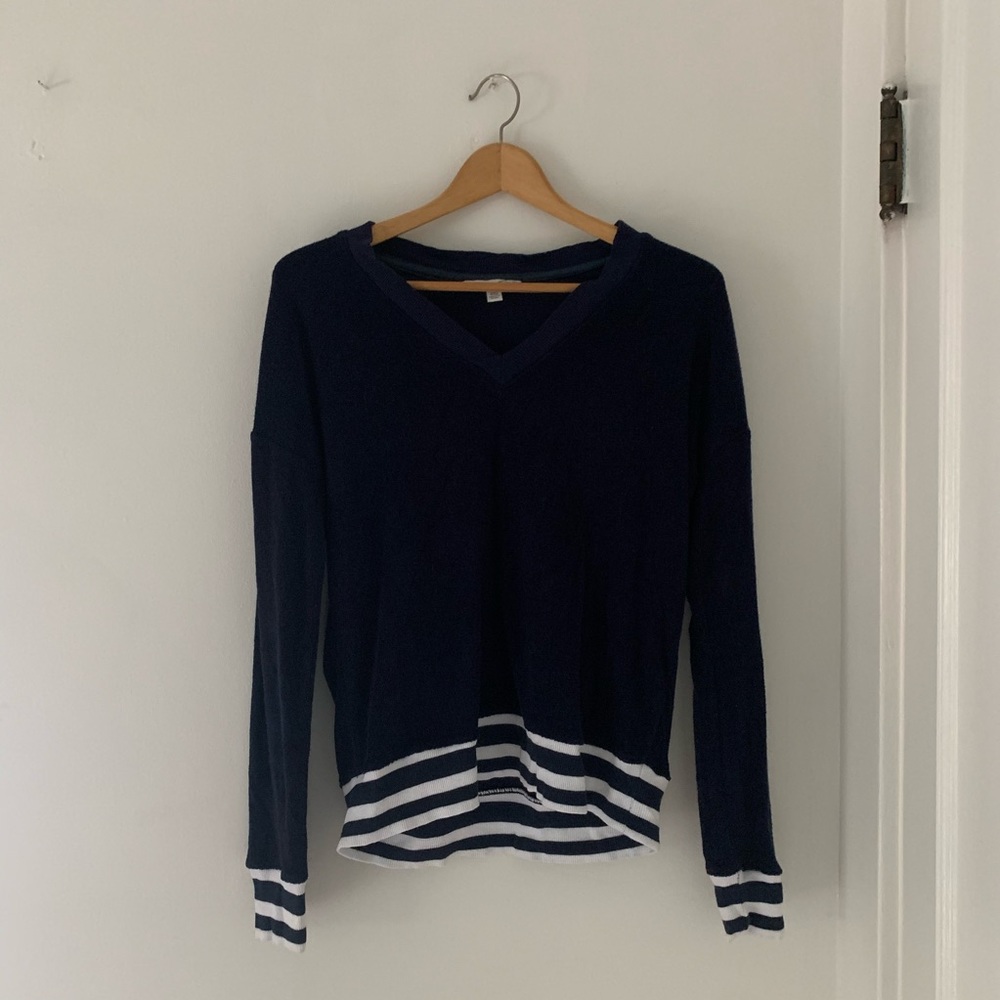 V Neck Striped Sweater